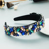 Wholesale Women's Multilayer Glass And Colored Glaze Headband With Diamond Accessories Retro Baroque Style