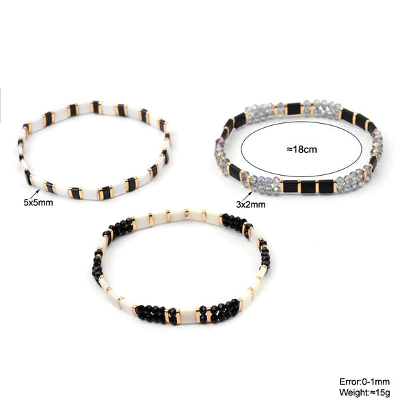 Wholesale Women's Multilayer Handwoven Beaded Bracelet Glass Colored Glaze Geometric Style Jewelry