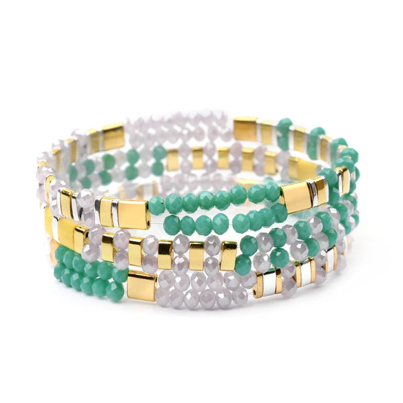 Wholesale Women's Multilayer Handwoven Beaded Bracelet Glass Colored Glaze Geometric Style Jewelry