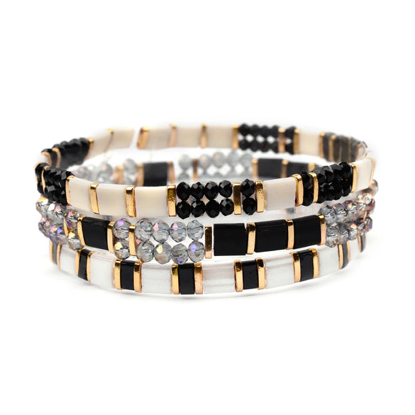 Wholesale Women's Multilayer Handwoven Beaded Bracelet Glass Colored Glaze Geometric Style Jewelry