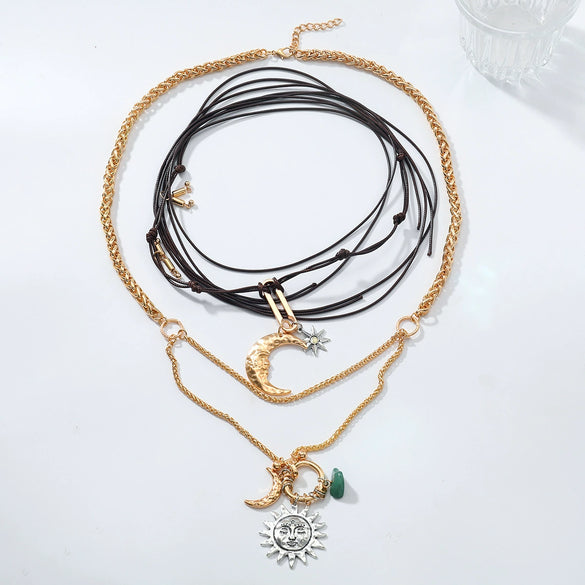 Wholesale Women's Multilayer Handwoven Necklace Pendant With Geometric Pattern Zinc Alloy And Alloy Electroplated In Old Money And Minimalist Style