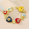 Wholesale Women's Multilayer Heartshaped Alloy Dripping Oil Hip Hop Bracelet With Geometric Pattern