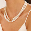 Wholesale Women's Multilayer Imitation Pearl Geometric Clavicle Chain Necklace With Letter Pattern And Electroplating Design