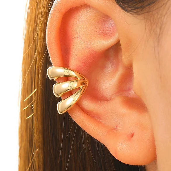 Wholesale Women's Multilayer Metal Hollow Ear Clip Geometric Copper Electroplated