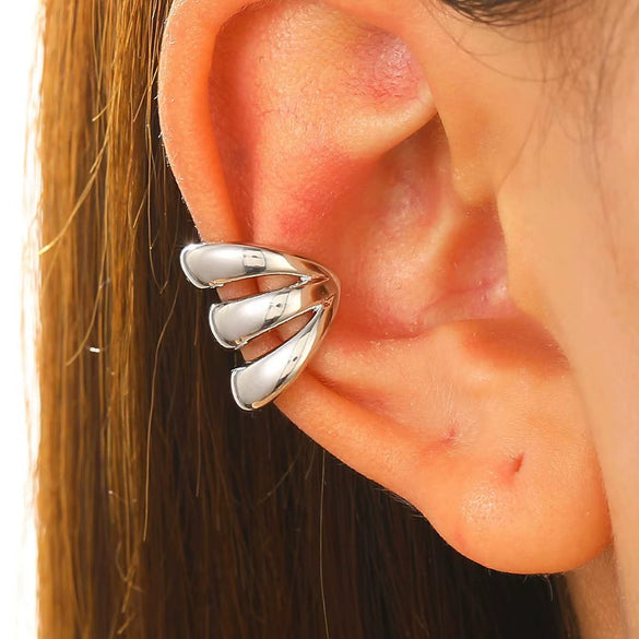 Wholesale Women's Multilayer Metal Hollow Ear Clip Geometric Copper Electroplated