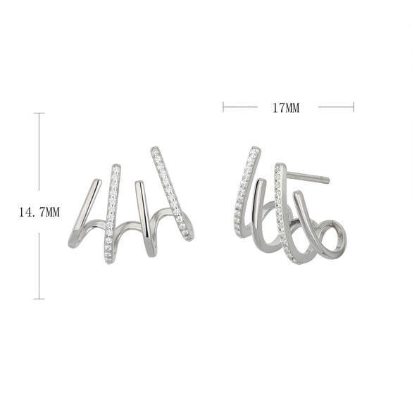 Wholesale Women's Multilayer Metal Style S925 Sterling Silver Microinlaid Zircon Geometric Earrings