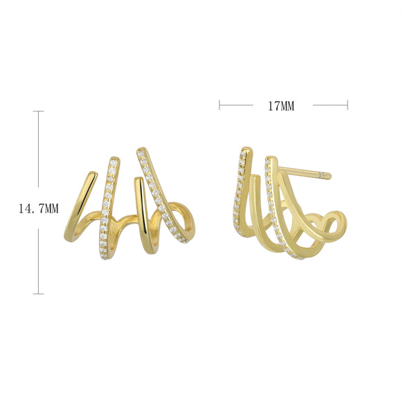 Wholesale Women's Multilayer Metal Style S925 Sterling Silver Microinlaid Zircon Geometric Earrings