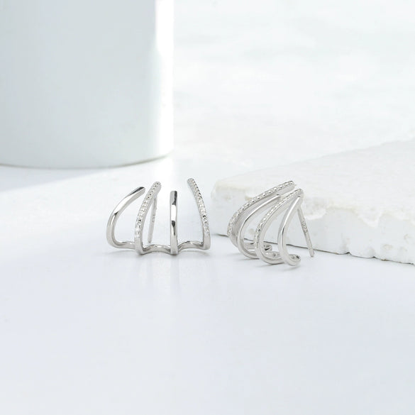 Wholesale Women's Multilayer Metal Style S925 Sterling Silver Microinlaid Zircon Geometric Earrings