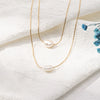Wholesale Women's Multilayer Necklace Natural Freshwater Pearl Double Layer Stacked Copper Geometric Style