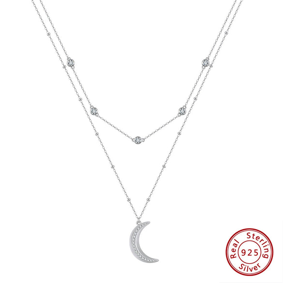 Wholesale Women's Multilayer Pearl Clavicle Necklace S925 Sterling Silver Geometric Electroplated