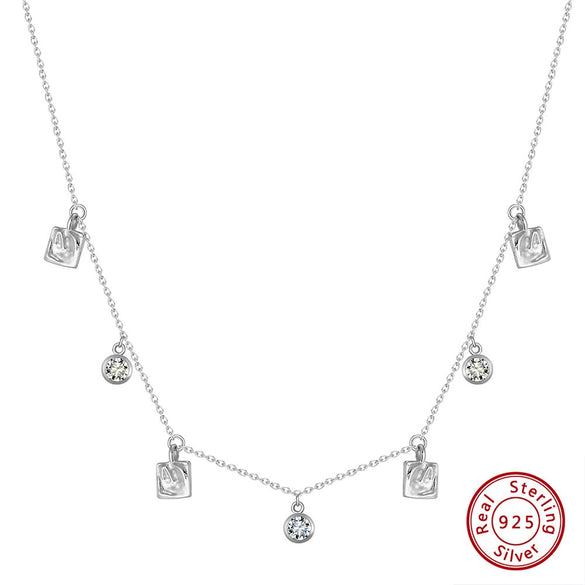Wholesale Women's Multilayer Pearl Clavicle Necklace S925 Sterling Silver Geometric Electroplated