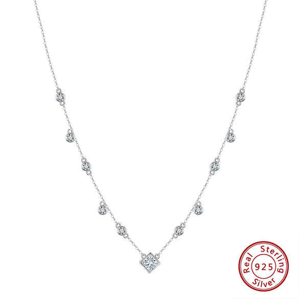 Wholesale Women's Multilayer Pearl Clavicle Necklace S925 Sterling Silver Geometric Electroplated