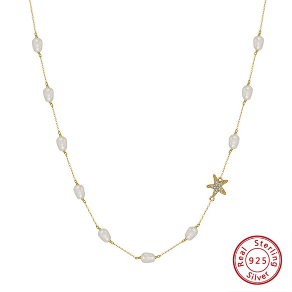 Wholesale Women's Multilayer Pearl Clavicle Necklace S925 Sterling Silver Geometric Electroplated