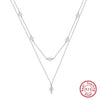 Wholesale Women's Multilayer Pearl Clavicle Necklace S925 Sterling Silver Geometric Electroplated