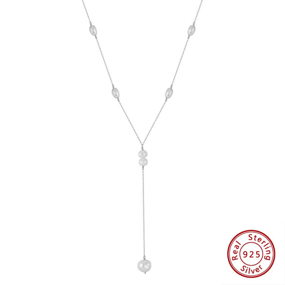 Wholesale Women's Multilayer Pearl Clavicle Necklace S925 Sterling Silver Geometric Electroplated