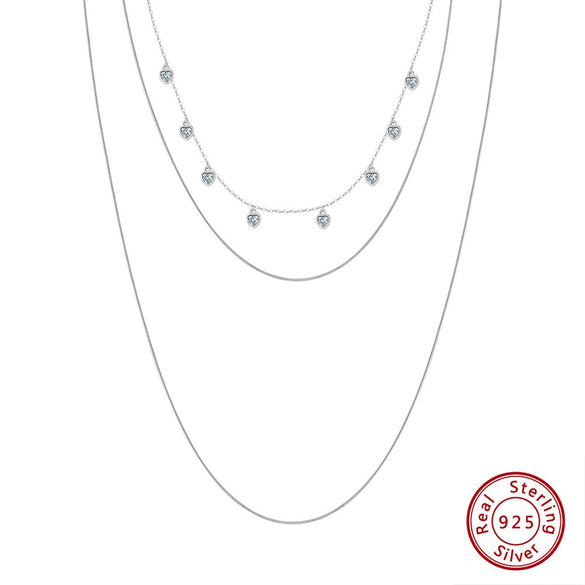 Wholesale Women's Multilayer Pearl Clavicle Necklace S925 Sterling Silver Geometric Electroplated