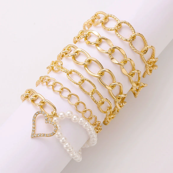 Wholesale Women's Multilayer Retro Alloy Geometric Bracelet With Electroplating