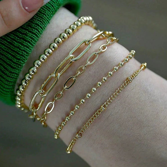 Wholesale Women's Multilayer Retro Alloy Geometric Bracelet With Electroplating