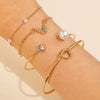 Wholesale Women's Multilayer Retro Alloy Geometric Bracelet With Electroplating