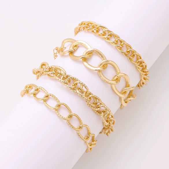 Wholesale Women's Multilayer Retro Alloy Geometric Bracelet With Electroplating