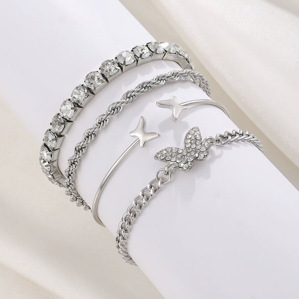 Wholesale Women's Multilayer Retro Alloy Geometric Bracelet With Electroplating