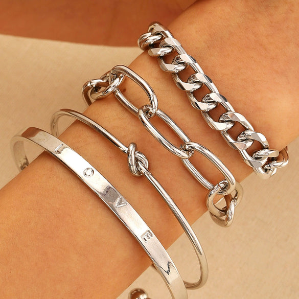 Wholesale Women's Multilayer Retro Alloy Geometric Bracelet With Electroplating
