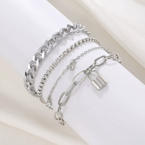 Wholesale Women's Multilayer Retro Alloy Geometric Bracelet With Electroplating