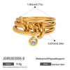 Wholesale Women's Multilayer Stacked Finger Ring Stainless Steel Geometric Electroplated Jewelry