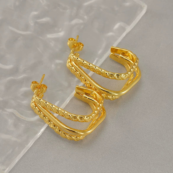 Wholesale Women's Multilayer Stainless Steel Geometric Fashion Electroplated Earrings