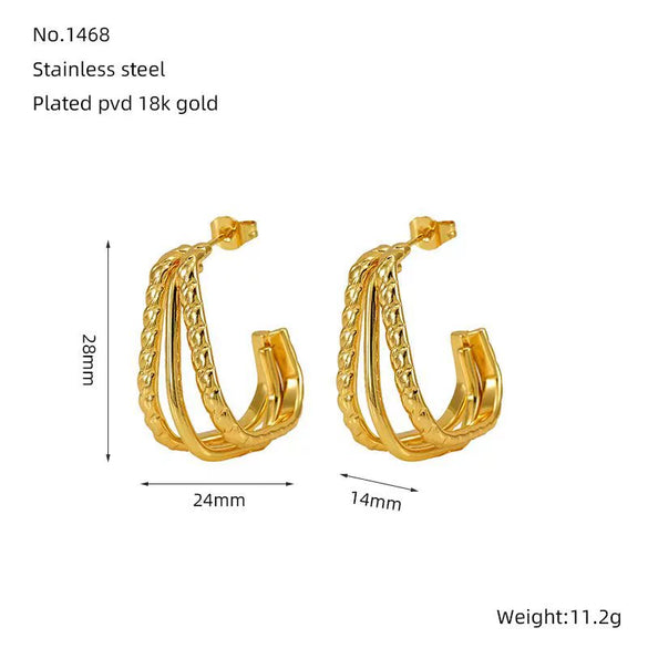 Wholesale Women's Multilayer Stainless Steel Geometric Fashion Electroplated Earrings
