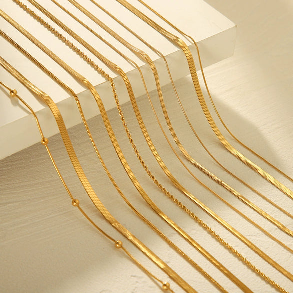 Wholesale Women's Multilayer Stainless Steel Geometric Twist Chain Necklace With Electroplating