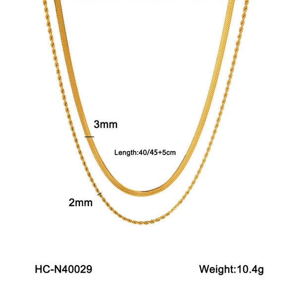 Wholesale Women's Multilayer Stainless Steel Geometric Twist Chain Necklace With Electroplating