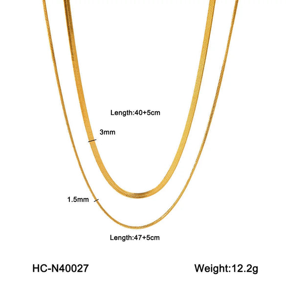 Wholesale Women's Multilayer Stainless Steel Geometric Twist Chain Necklace With Electroplating