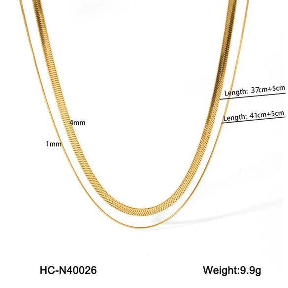 Wholesale Women's Multilayer Stainless Steel Geometric Twist Chain Necklace With Electroplating