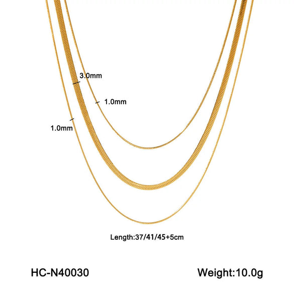 Wholesale Women's Multilayer Stainless Steel Geometric Twist Chain Necklace With Electroplating