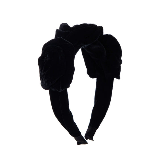 Wholesale Women's Multilayered Gold Velvet Flower Headband With Diamond Design Light Luxury Style