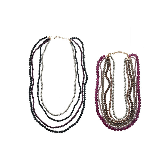 Wholesale Women's Multilayered Handwoven Beaded Necklace Plastic Resin Geometric Style