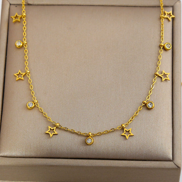 Wholesale Women's Multilayered Heartshaped Titanium Steel Goldplated Necklace In Stacking And Minimalist Style