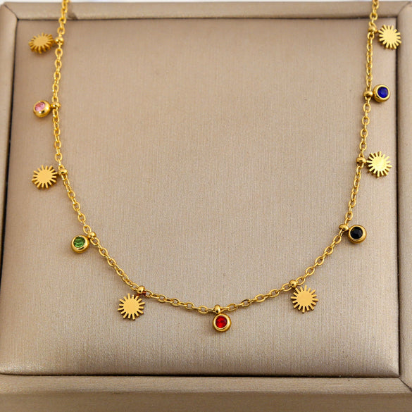 Wholesale Women's Multilayered Heartshaped Titanium Steel Goldplated Necklace In Stacking And Minimalist Style