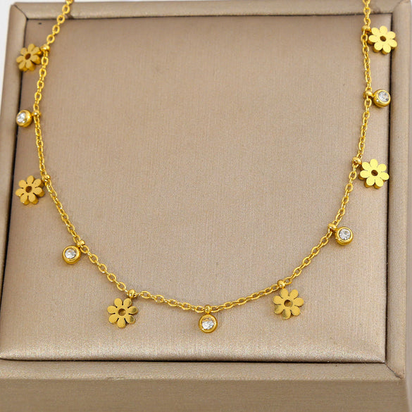 Wholesale Women's Multilayered Heartshaped Titanium Steel Goldplated Necklace In Stacking And Minimalist Style
