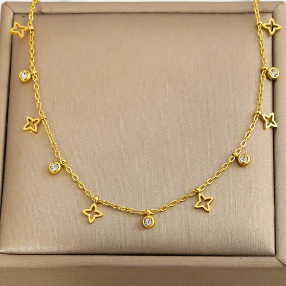Wholesale Women's Multilayered Heartshaped Titanium Steel Goldplated Necklace In Stacking And Minimalist Style