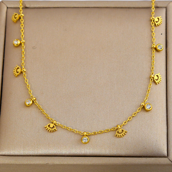 Wholesale Women's Multilayered Heartshaped Titanium Steel Goldplated Necklace In Stacking And Minimalist Style