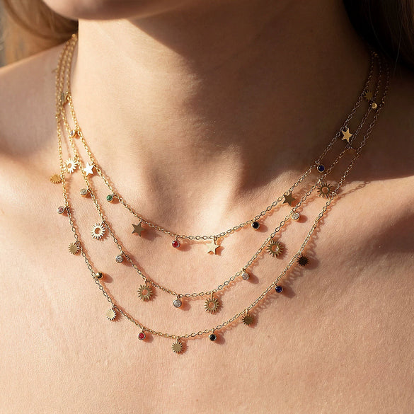 Wholesale Women's Multilayered Heartshaped Titanium Steel Goldplated Necklace In Stacking And Minimalist Style