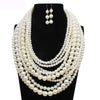 Wholesale Women's Multilayered Imitation Pearl Exaggerated Long Sweater Chain Necklace With Snake Bone Chain And Pearlescent Treatment British Retro And Geometric Style