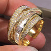 Wholesale Women's Multilayered Line Geometric Copper Zircon Ring