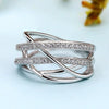 Wholesale Women's Multilayered Line Ring Copper Geometric Zirconia Microinlaid Jewelry