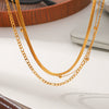 Wholesale Women's Multilayered Stacking Geometric Stainless Steel Necklaces With Real Gold Plating In The Furnace Snake Bone Chain