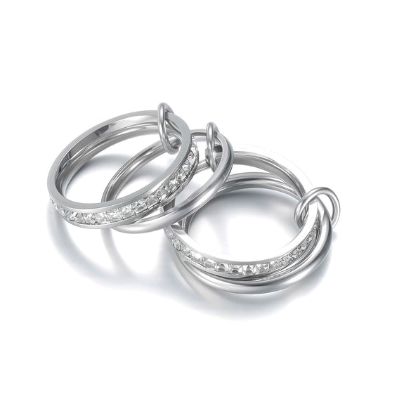 Wholesale Women's Multiring Combination Geometric Titanium Steel Ring With Electroplating