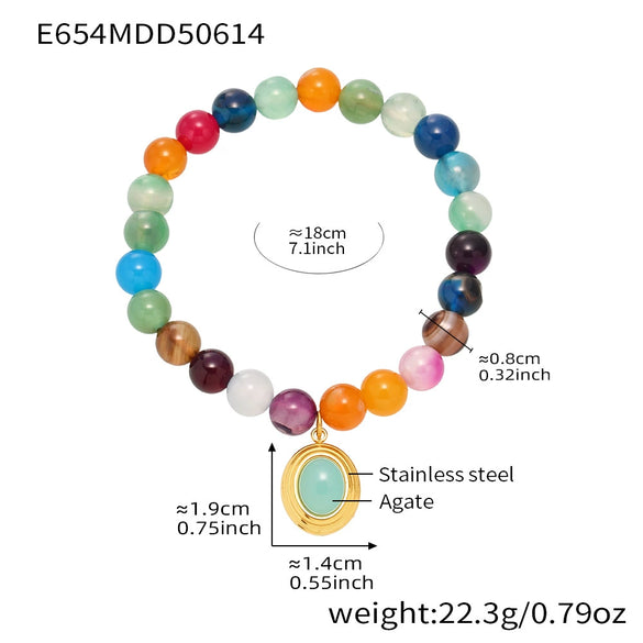Wholesale Women's Natural Agate And 316L Stainless Steel Fashion Geometric Bracelet With Electroplating