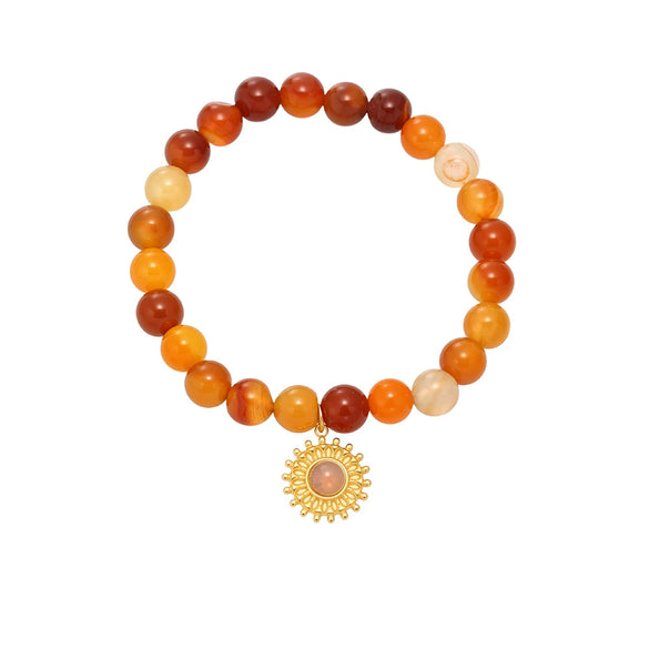 Wholesale Women's Natural Agate And 316L Stainless Steel Fashion Geometric Bracelet With Electroplating